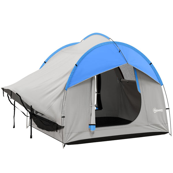 English Elm Outsunny Waterproof Suv Camping Tent for 5 to 6 Person Tailgate Outdoor Adventure Grey+Blue W2225P200548