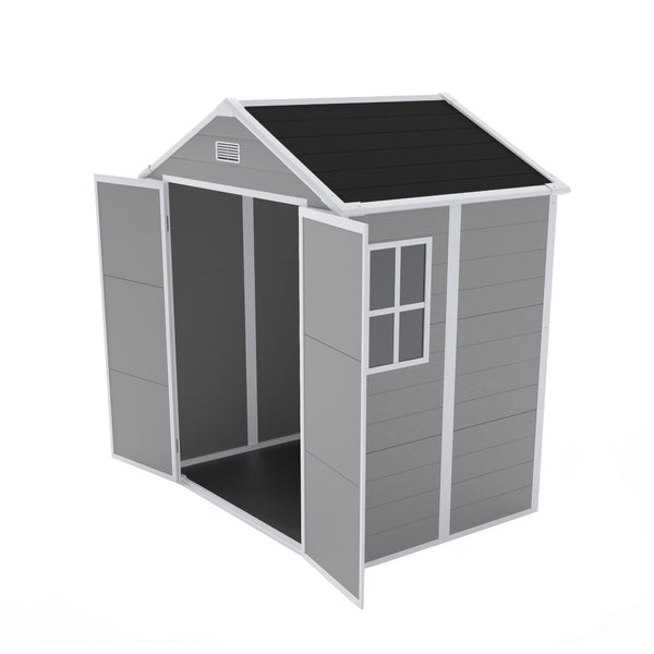 English Elm Campcraft 6x5 Ft Resin Outdoor Storage Shed with Uv Resistant Pp Panels and Lockable Door W1598S00021