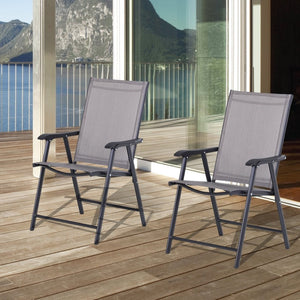 English Elm Outsunny Set Of 2 Stackable Outdoor Folding Chairs - Portable Sling Design For Lawn, Beach, Camping W2225P217110-GIGA