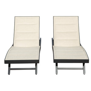 English Elm Patio Aluminum Textilene Chaise Lounge Set of 2 with 5-Position Adjustable Back, Wheels, Stackable W1859P360205