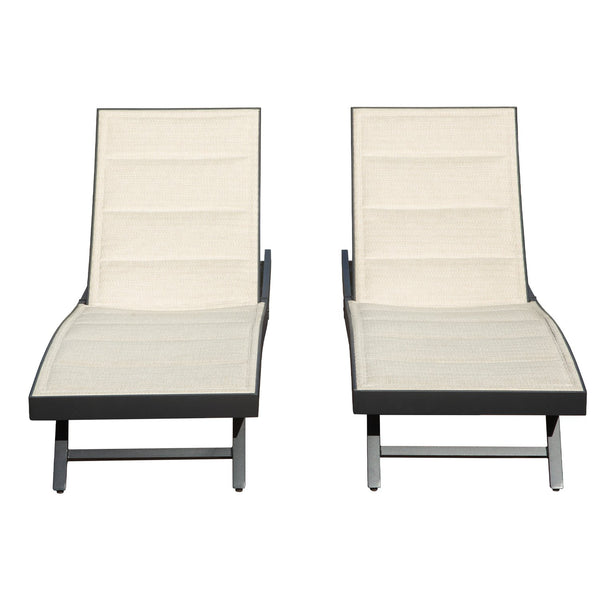 English Elm Patio Aluminum Textilene Chaise Lounge Set of 2 with 5-Position Adjustable Back, Wheels, Stackable W1859P360205