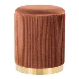 English Elm Nesting Pleated Velvet Ottoman Pair with Polished Gold Base Glam Living Room Accent B202P471509
