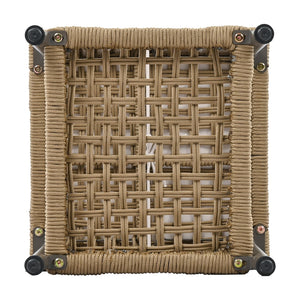 English Elm K&K 6-Piece Rope Patio L-Shaped Sectional Set with Acacia Wood Ice Box Table and Deep Cushions Beige+Brown N707S000014Z