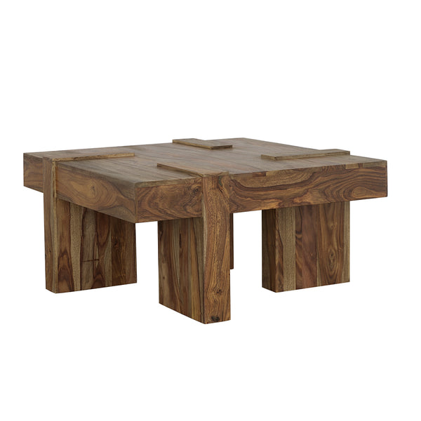 English Elm Kuboloa Sheesham Wooden Square Coffee Table with Geometric Grain Pattern, Sturdy Natural Finish (36") B062P328609