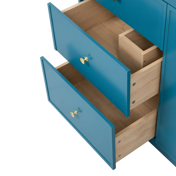 English Elm 30'' Modern Bathroom Vanity With Ceramic Sink, Durable Blue Finish & Ample Storage For Essentials N710P228374C