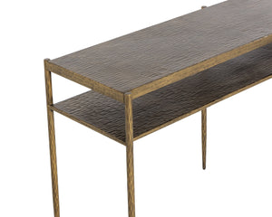 Sunpan Naini Console Table - Handcrafted Iron Design With Antique Brass Finish & Extra Storage Shelf Gold Iron 111831