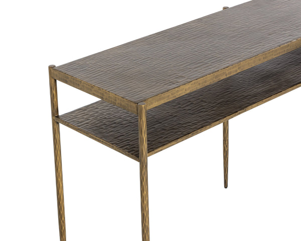 Sunpan Naini Console Table - Handcrafted Iron Design With Antique Brass Finish & Extra Storage Shelf Gold Iron 111831