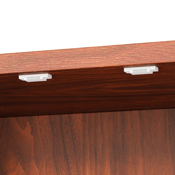 English Elm 72" Fluted Pantry Cabinet Tall Freestanding Kitchen Organizer with Sculpted Wood Doors Walnut W1820P379273