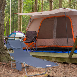 English Elm Outsunny Adjustable Folding Beach Lounge Chair With Face Hole & Arm Slots For Ultimate Relaxation W2225P229402-GIGA