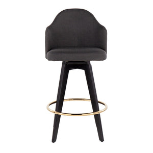 English Elm Fixed-height Swivel Counter Stools with Faux Leather Seats and Chrome Footrest Set of 2 Charcoal B202S02146