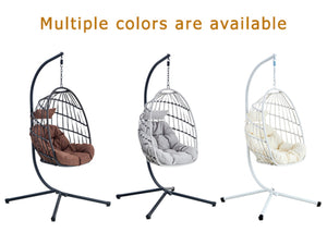 English Elm Grheavy-duty Iron Egg Chair Pe Rattan Woven Swing Seat for Patio or Living Room W2920P281902