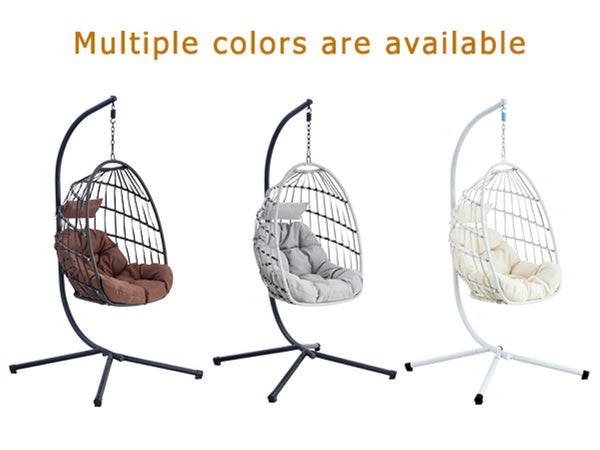 English Elm Grheavy-duty Iron Egg Chair Pe Rattan Woven Swing Seat for Patio or Living Room W2920P281902