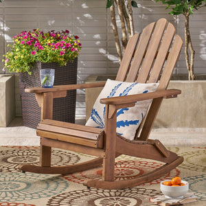 English Elm Christopher Knight Home® - HOLLYWOOD Acacia Wood Adirondack Rocking Chair with Long Rockers, Weather-Resistant, Cozy Cottage Vibe Dark Brown 38.75 L x 28 W x 9 H 62398.00DBRN