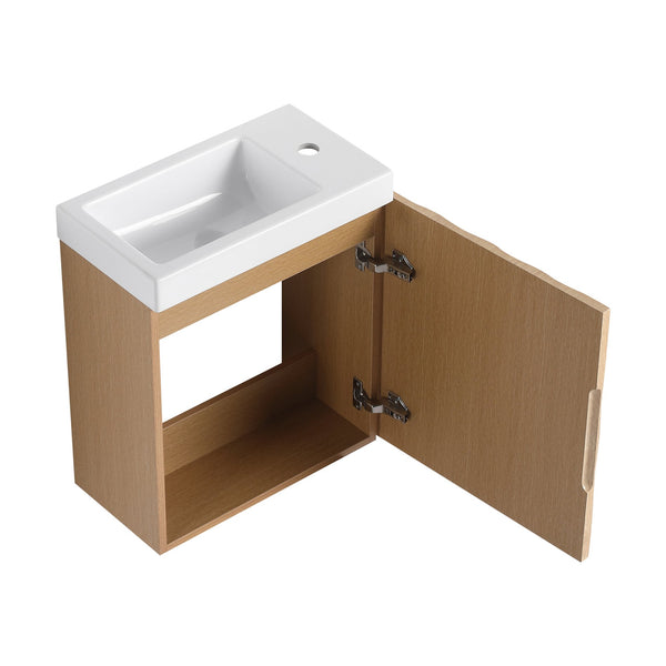 English Elm 18.5" Wall-Mounted Bathroom Vanity With Soft-Close Door & Resin Sink For Coastal Charm & Storage W1972P362136
