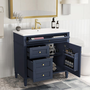 English Elm 36'' Modern Bathroom Vanity With Single Sink, 2 Drawers & Adjustable Shelf For Stylish Storage Solutions SW000119AAC-2