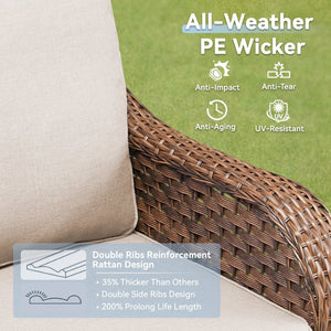 English Elm Patio Wicker Swivel Glider Rocker Set of 2 All Weather Resin Woven Porch Chairs Beige T3773P417372