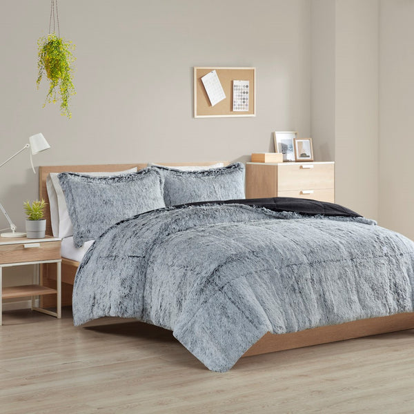 English Elm Full/Queen Luxurious Malea Shaggy Long Fur Comforter Mini Set – Plush Faux Fur, Cozy Warmth, Modern Textured Style B035129364