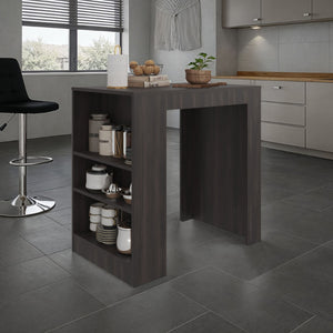 English Elm Portree Counter Height Kitchen Island with Three Open Shelves for Organized Prep Space Dark Oak B070P490015