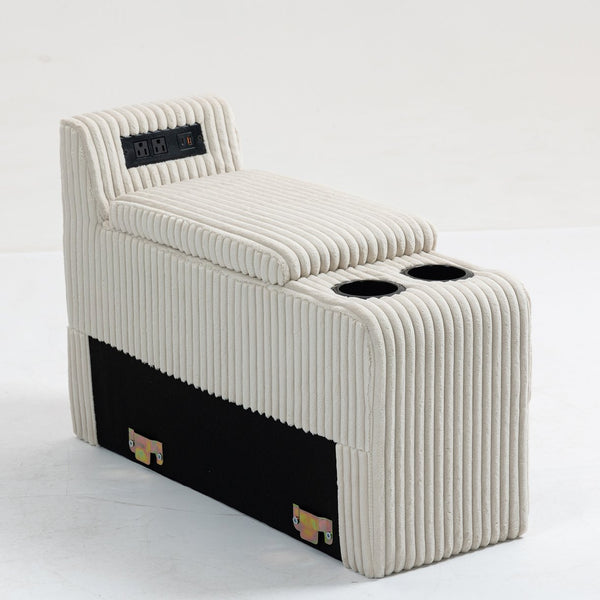 English Elm Modular Sofa Coffee Table With Storage, Usb Ports & Cupholders - Stylish Beige For Small Spaces W3098P257004