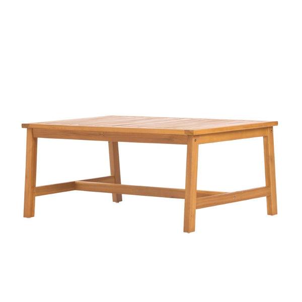 English Elm 2 Piece Outdoor Acacia Wood Loveseat and Coffee Table Set with Textilene Weave Cushions Brown,Teak+ Beige N768P368824T