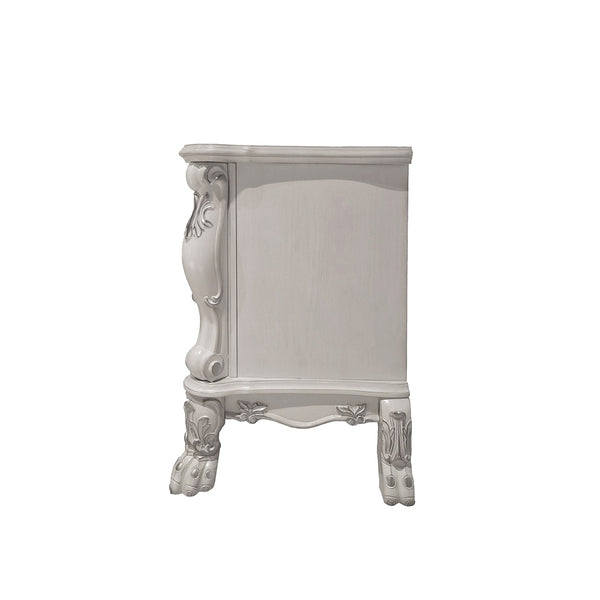 English Elm 2-Drawer Poplar Wood Nightstand Bone White Finish — Hand-Rubbed Layers, Carved Details, Ample Storage for Master Bedroom B016P261565