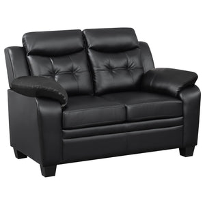 English Elm Castro Black 2-Piece Faux Leather Sofa And Loveseat Set - Stylish Comfort For Modern Living Spaces B062S01150