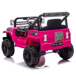 English Elm 12v Kids Electric Ride on Truck with Parental Remote Four Wheel Suspension and Led Lights Pink W1578P187456