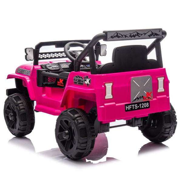 English Elm 12v Kids Electric Ride on Truck with Parental Remote Four Wheel Suspension and Led Lights Pink W1578P187456