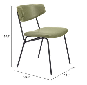 Charon Dining Chair Set of 2 - Stylish Green Vinyl Comfort with Steel Frame for Modern Dining Spaces
