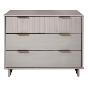 English Elm Granville 38" Dresser In Light Gray - Chic 3-Drawer Storage With Glam Gold Handles & Ribbed Design B365S00079