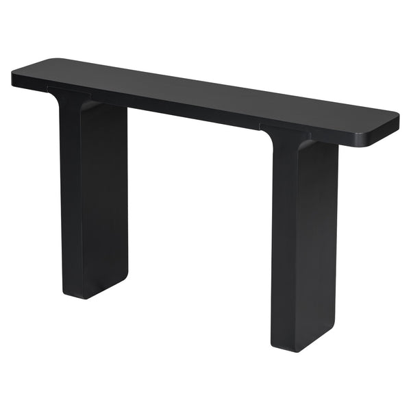 English Elm U_style Farmhouse Console Table Acacia Veneer Top Solid Wood Legs Entryway Foyer N711P207657B