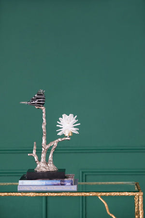 English Elm Aluminum Candle Holder With Elegant Marble Base, Nature-Inspired Design For Modern Home Décor W2078P172360