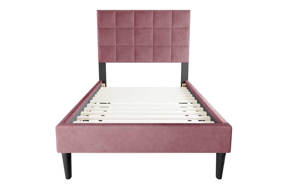 English Elm Twin Bed With Adjustable Headboard – Stylish Upholstered Design, Biscuit Tufting & Easy Assembly Options B089P240519-GIGA