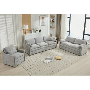 English Elm Cozy Oversized Chenille Sofa Set With Plush Double Cushions For Ultimate Comfort In Light Grey N719S001920R