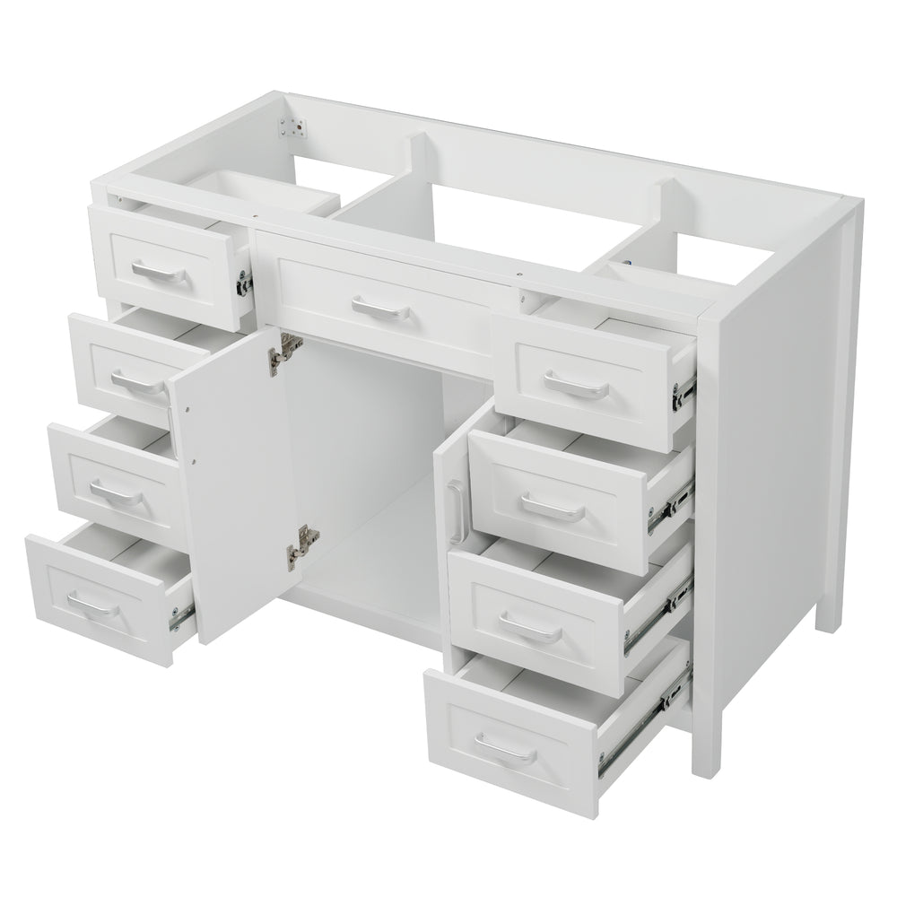 English Elm Christopher Knight Home® - 47" Bathroom Vanity Cabinet Base with 2 Soft-Close Doors & 8 Drawers, Pine Legs, Modern Classic Appeal White N759P337621K