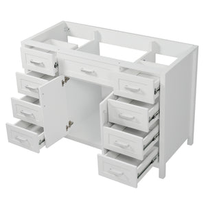 English Elm Christopher Knight Home® - 47" Bathroom Vanity Cabinet Base with 2 Soft-Close Doors & 8 Drawers, Pine Legs, Modern Classic Appeal White N759P337621K