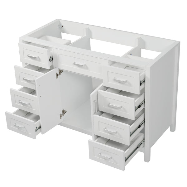 English Elm Christopher Knight Home® - 47" Bathroom Vanity Cabinet Base with 2 Soft-Close Doors & 8 Drawers, Pine Legs, Modern Classic Appeal White N759P337621K