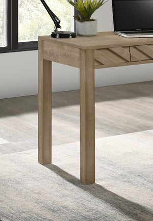 English Elm 1pc Writing Desk with Sleek Grey Finish, Square Legs and Single Drawer for Compact Home Office Space Light Brown 26.6 L x 50.5 W x 6.81 H B011P378518