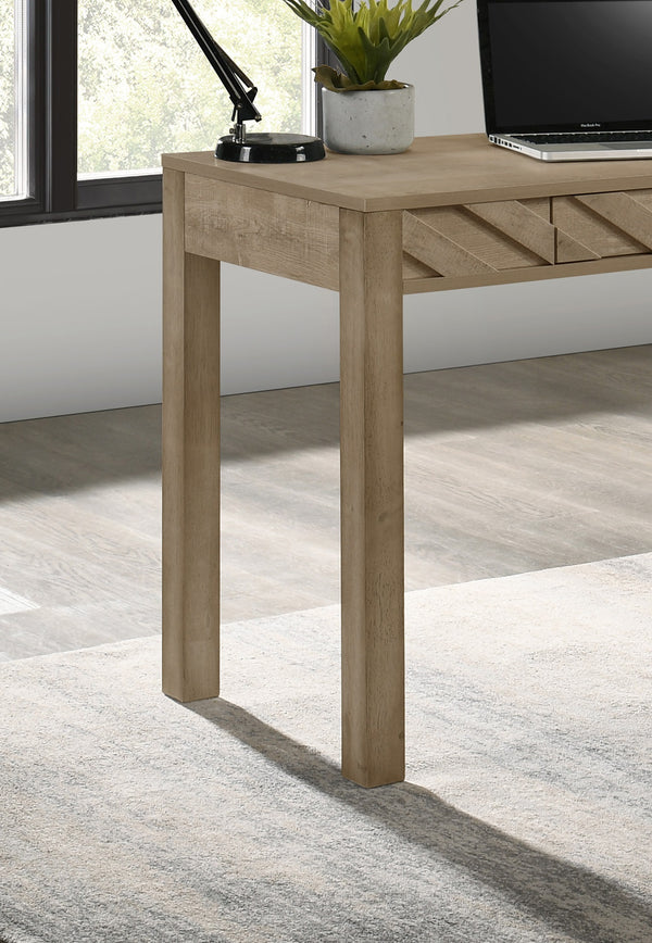 English Elm 1pc Writing Desk with Sleek Grey Finish, Square Legs and Single Drawer for Compact Home Office Space Light Brown 26.6 L x 50.5 W x 6.81 H B011P378518