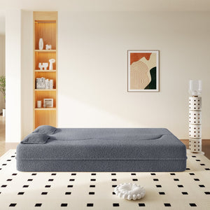 English Elm Modern Corduroy Floor Sofa Foldable Twin Sleeper Foam Filled for Compact Living Spaces Dark Grey W1885P435357