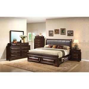 English Elm Lavita Full Storage Bed With Channel-Quilted Headboard, Cappuccino Finish - Stylish & Durable Design B078S00499