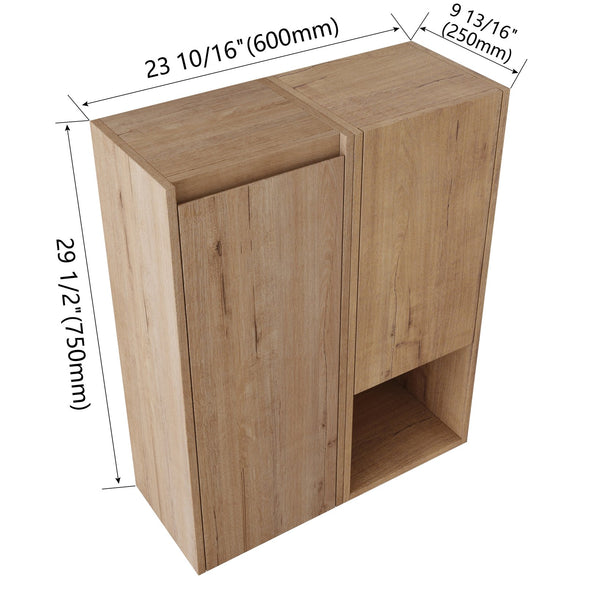 English Elm 12" Bathroom Side Cabinet - Modern Float Mount, Soft Close Doors & Reversible Design For Space-Saving W999S00375