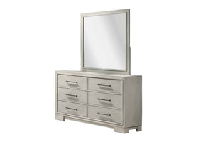 English Elm Modern Farmhouse Six Drawer Dresser Antique White Wood Finish with Silver Hardware B011P448744