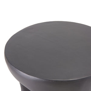 English Elm 14 Inch Handcrafted Mgo Cylinder Side Table Matte Black for Indoor Outdoor Spaces N772P390735B