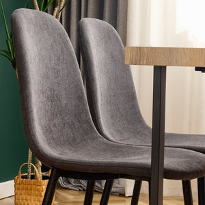 English Elm A Set of 4 Linen Upholstered Dining Chairs with Matte Black Legs for Modern Kitchens W1151P416513