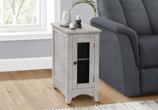 English Elm Accent 2-Tier Narrow End Table with Drawer and Shelf, Transitional Veneer Top, Solid Wood Legs for Compact Spaces Gray Wash 26 L x 24 W x 6 H B2710P219495