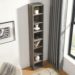 English Elm 8-Tier Media Tower Rack with Adjustable Shelves, Slim Tall 70.9" Bookcase for CDs DVDs & Decor W1781P182841