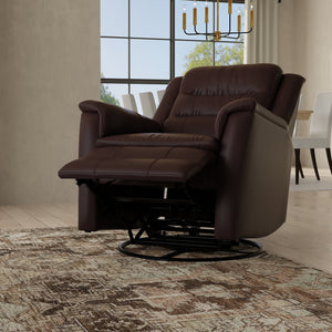 English Elm Global Home Swivel Glider Recliner In Madras Brown – Timeless Comfort & Elegant Design For Any Space B339P333953