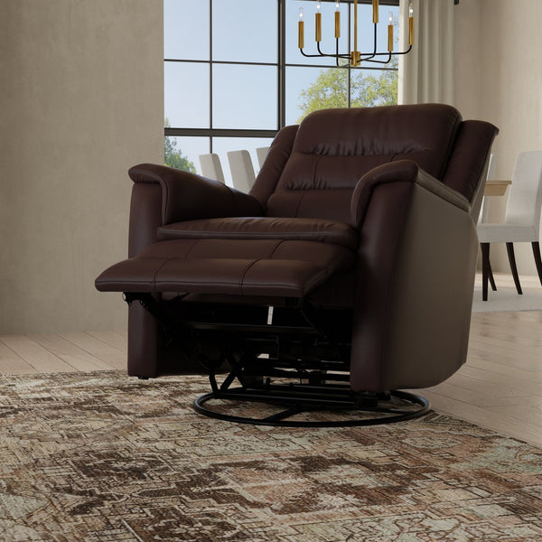 English Elm Global Home Swivel Glider Recliner In Madras Brown – Timeless Comfort & Elegant Design For Any Space B339P333953