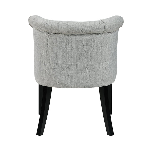 English Elm Foam Curved Back Accent Chair with Piped Upholstery and Padded Seat on Espresso Wood Legs, Stylish Comfort Gray 25.5 L x 25.5 W x 19.5 H B011P305069